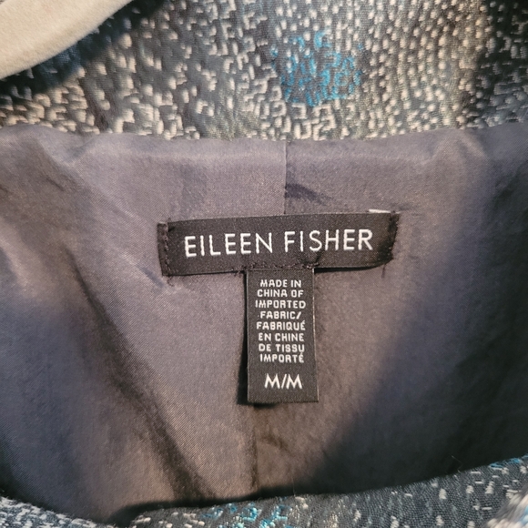 Eileen Fisher Cosmo Jacquard 3/4 Sleeve Silk Blend Jacket in Ash Size Medium - Picture 10 of 16